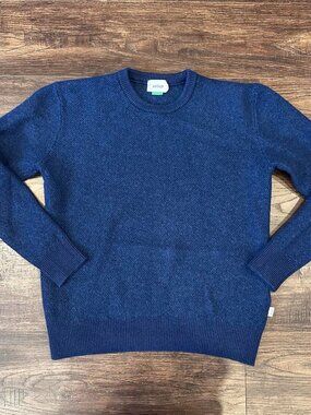 Vallier Navy Blue 100% Merino Wool Textured Jumper Women Size L